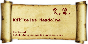 Köteles Magdolna névjegykártya